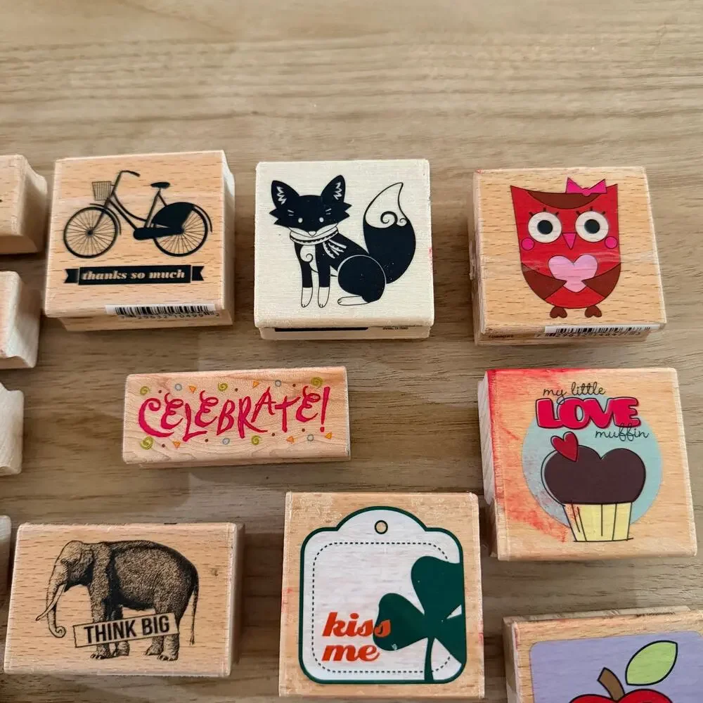 Lot of Wooden Rubber Stamps Crafting Scrapbook Journal